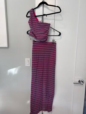 Le Lis Multicolor Striped Knit Top and Skirt Set